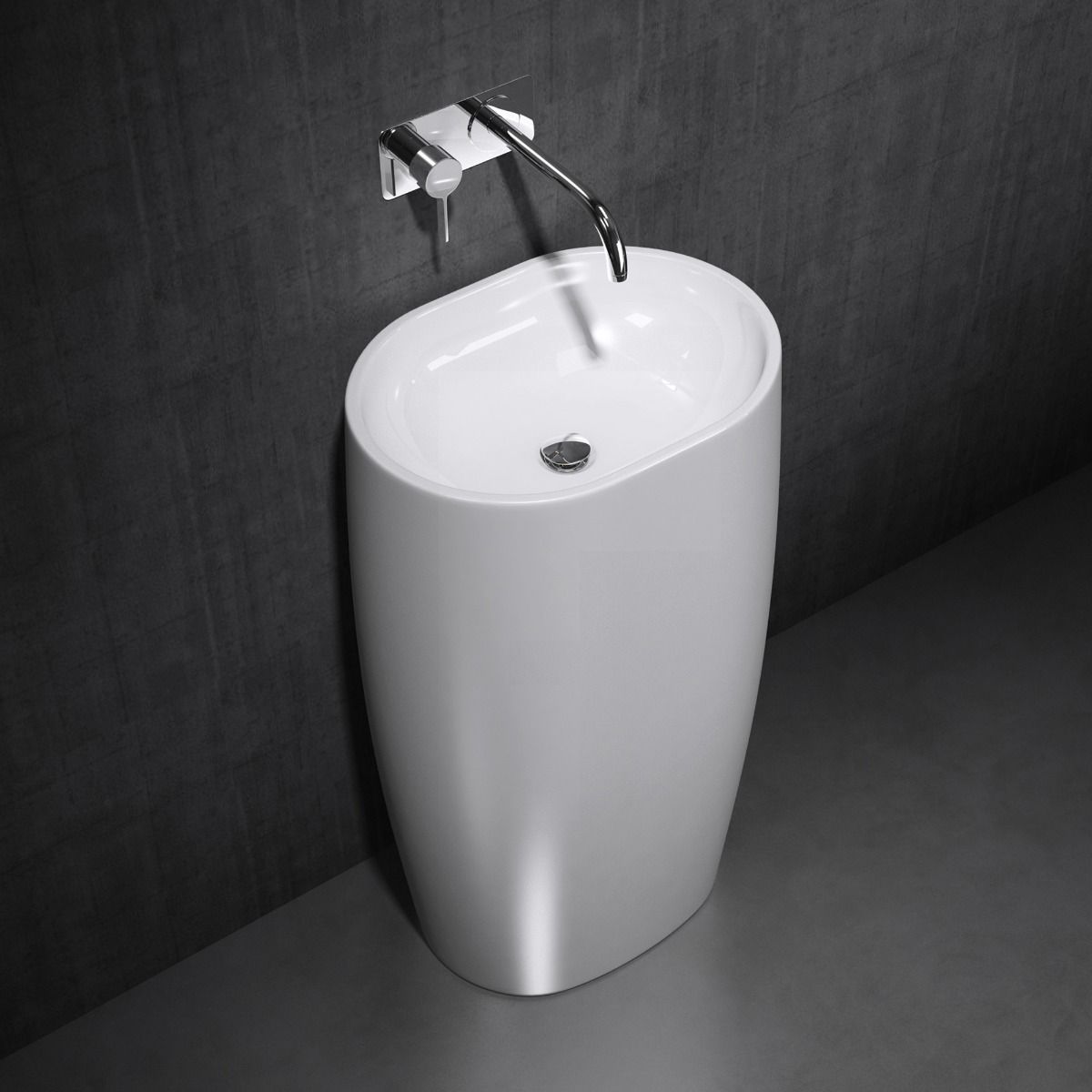 Stone Resin Pedestal Freestanding Oval Basin | Colossum 32