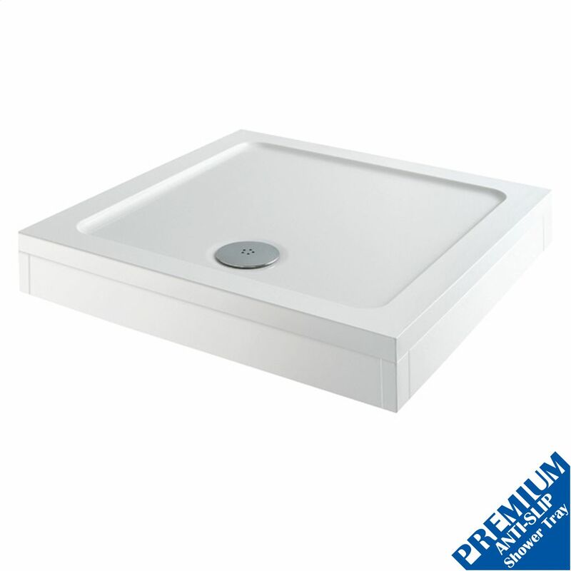 1000 x 1000mm Shower Tray Square Easy Plumb Premium Anti-Slip free Waste - White