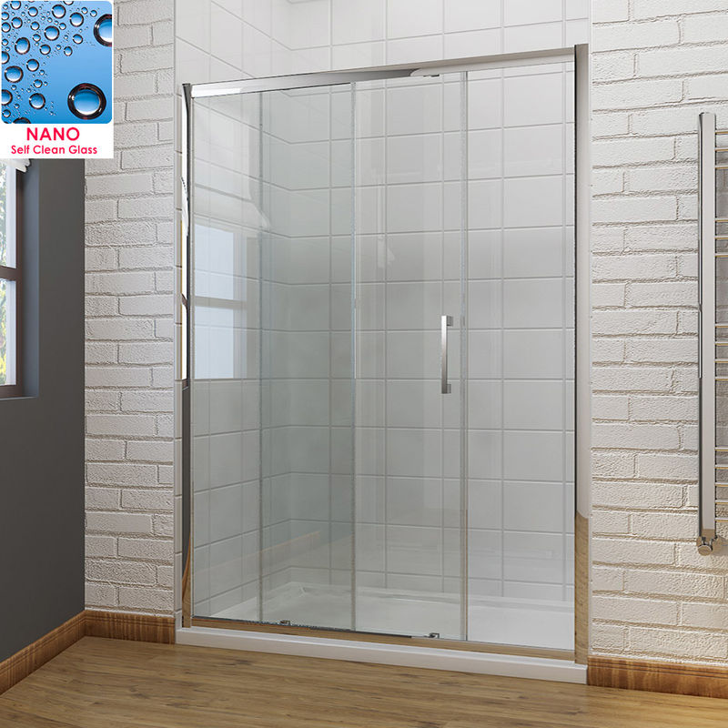 1000 x 760mm Sliding Shower Door Modern Bathroom 8mm Easy Clean Glass Shower Enclosure Cubicle Door with Shower Tray and Waste - Elegant