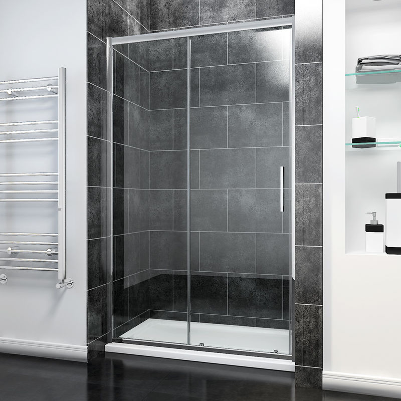 1000 x 800mm Sliding Shower Door Modern Bathroom 8mm Easy Clean Glass Shower Enclosure with Shower Tray and Waste - Elegant