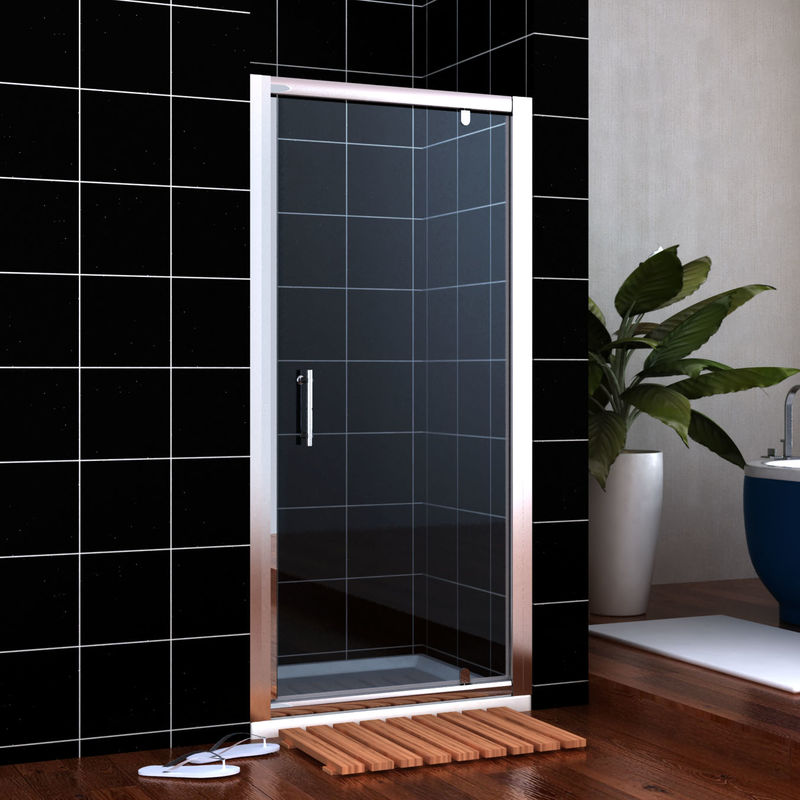 1000mm Pivot Door Hinge Shower Enclosure Glass Screen + 1000 x 800 mm Stone Tray Waste - Elegant