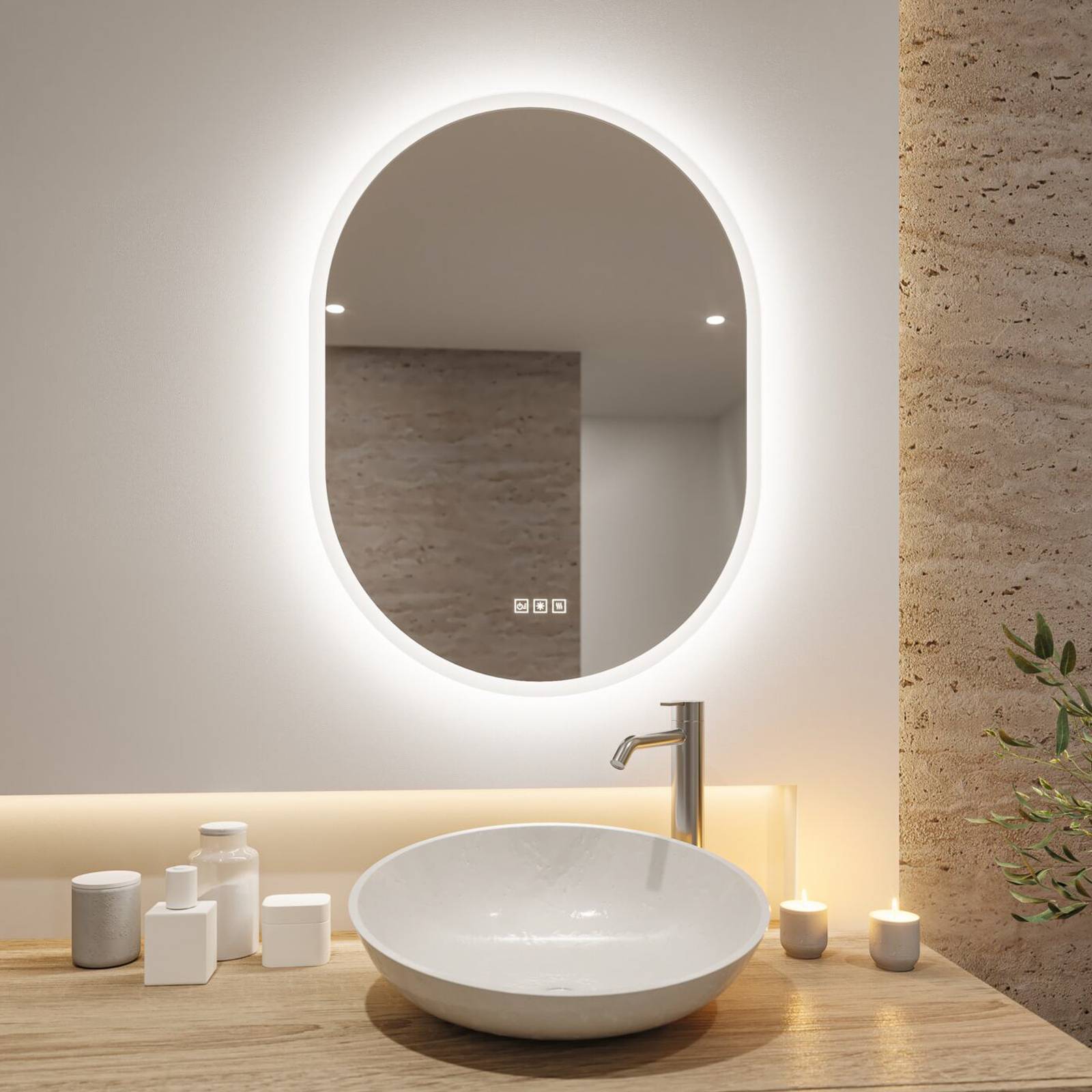 Paulmann Mirra wall mirror 80x60cm CCT dim white
