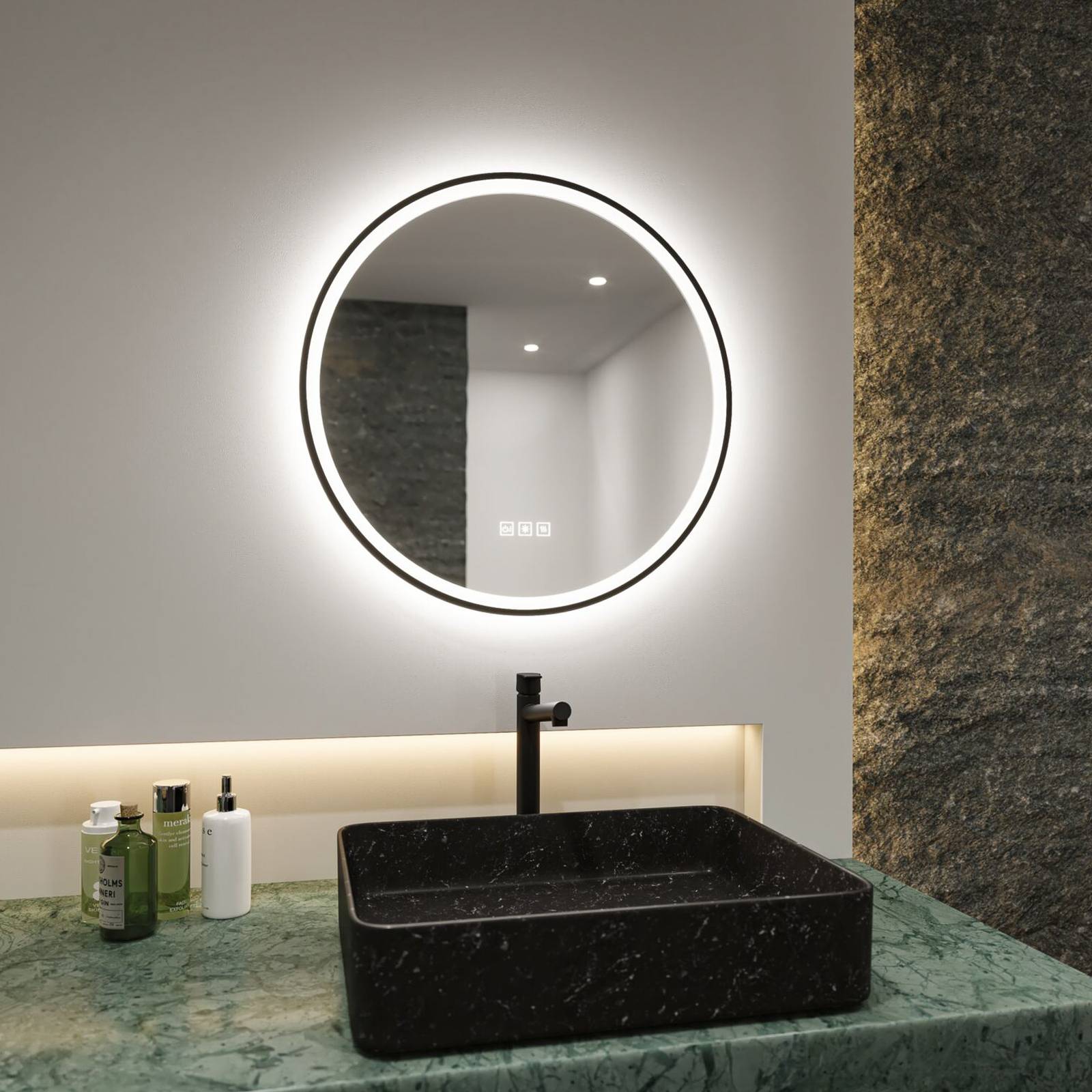 Paulmann Mirra wall mirror Ø 59 cm CCT dim black