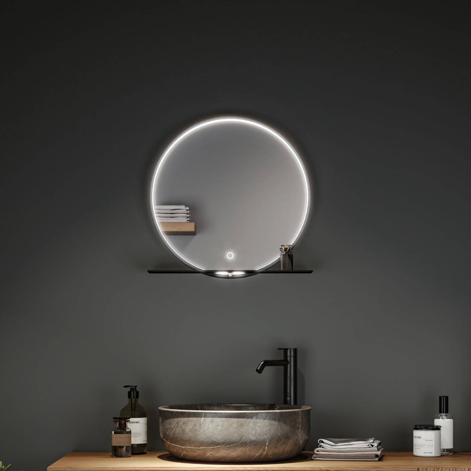 Paulmann Miro LED wall mirror CCT Ø50cm framelight