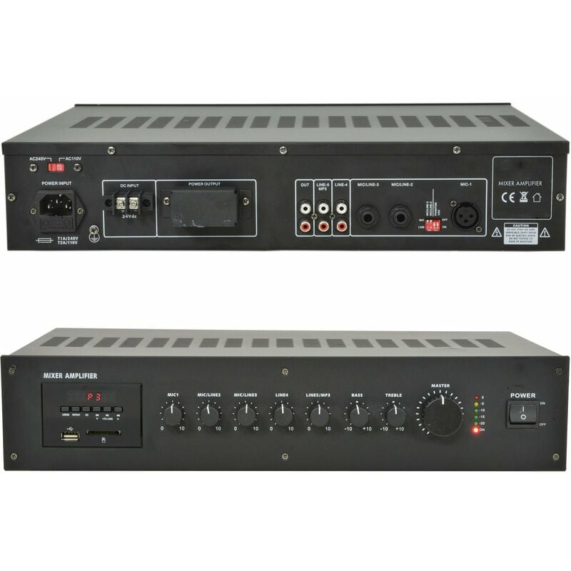 100V 120W Mixer Amplifier 8Ohm Speaker Splitter Rack Mount usb rca pa Channel