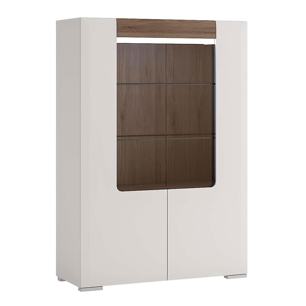 Toronto Low glazed 2 door display cabinet with internal shelves (inc. Plexi Lighting), none