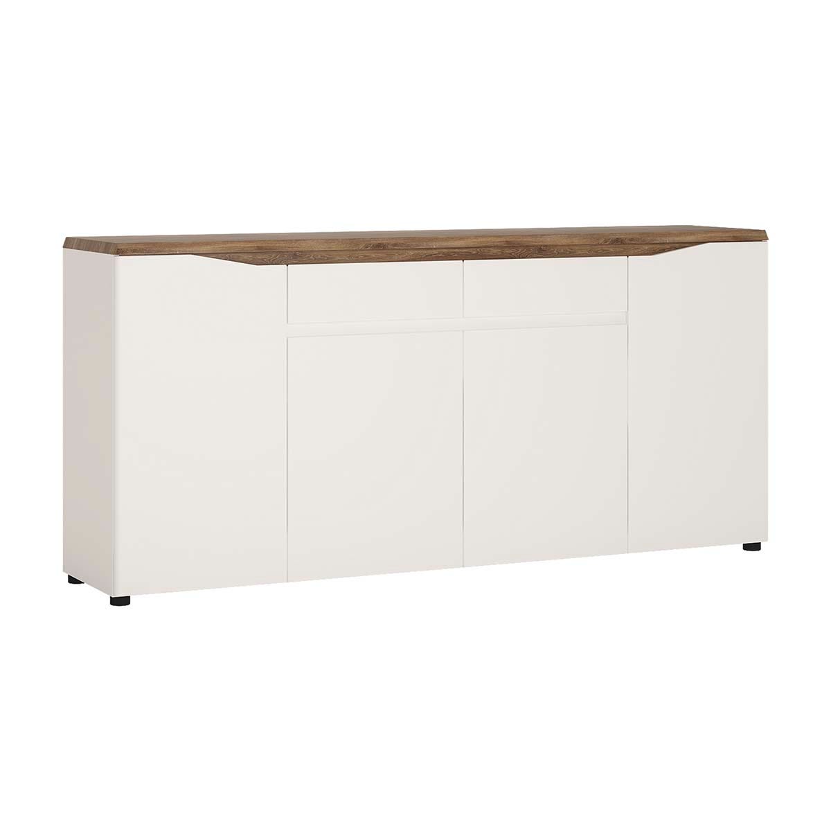 Toledo 4 door 2 drawer sideboard in White and Oak, none