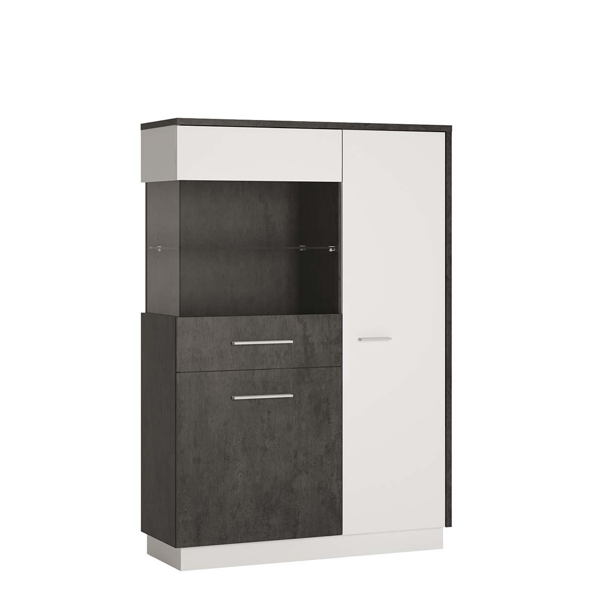 Zingaro Low display cabinet (LH) in Grey and White, none