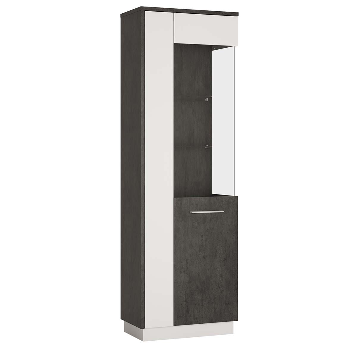 Zingaro Tall Glazed display cabinet (RH) in Grey and White, none