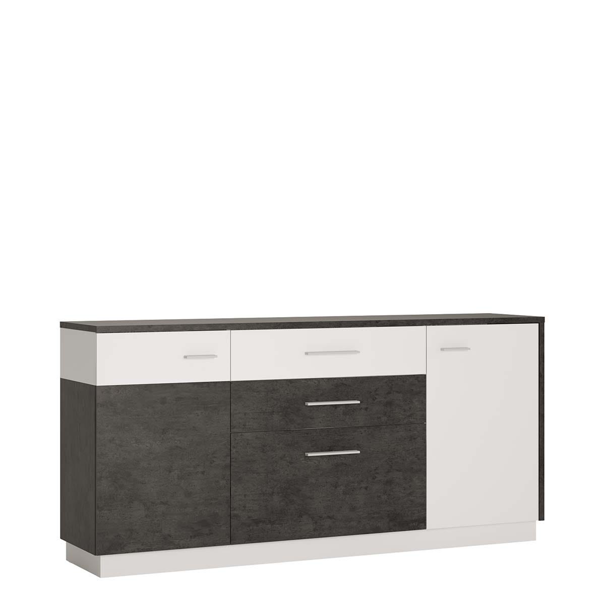 Zingaro 2 door 2 drawer 1 compartment sideboard in Grey and White, none