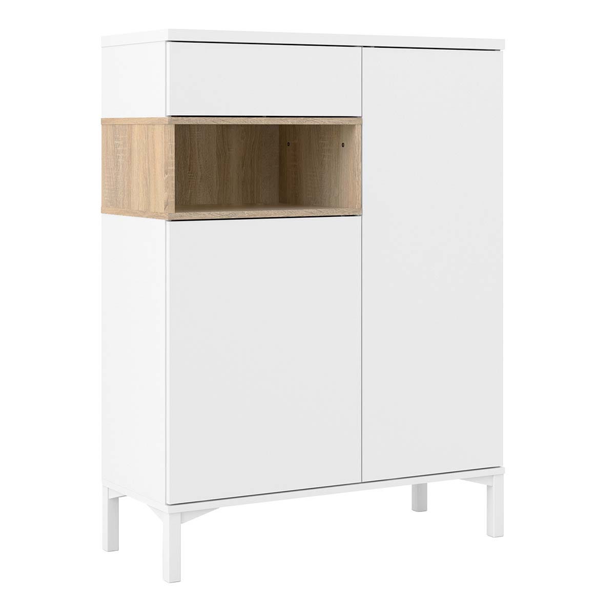 Sideboard 2 Drawers 1 Door in White and Oak, none