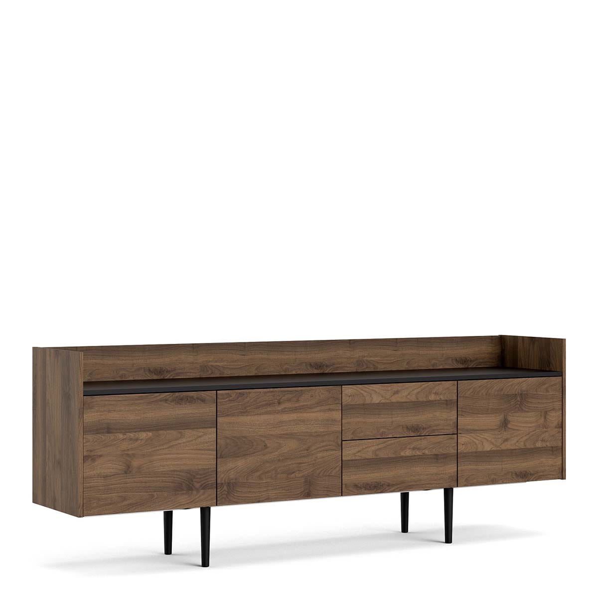 Unit Sideboard 2 Drawers 3 Doors in Walnut and Black, none