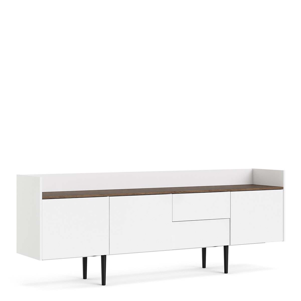 Unit Sideboard 2 Drawers 3 Doors in White and Walnut, none
