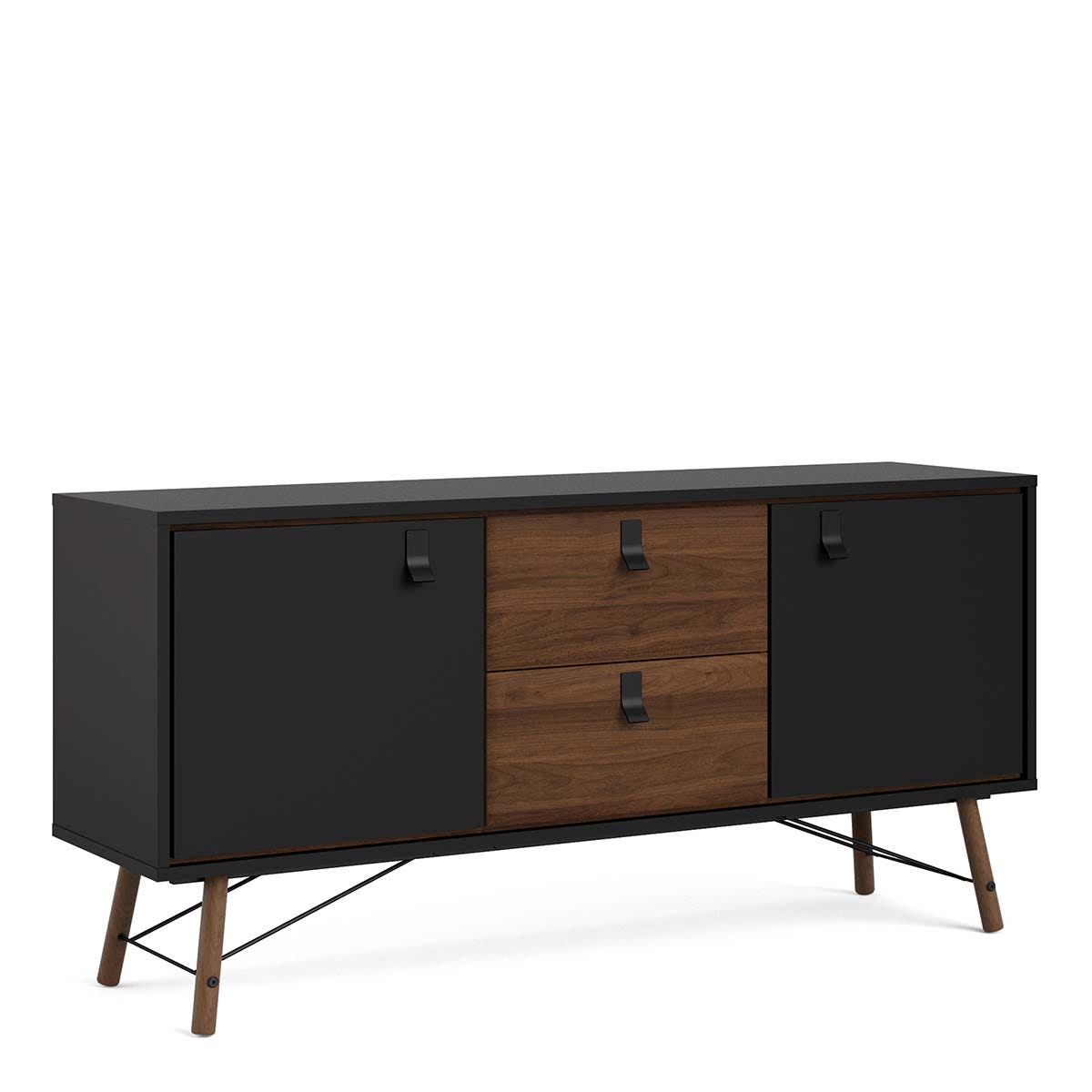 Ry Sideboard 2 doors Plus 2 drawers Matt Black Walnut, none