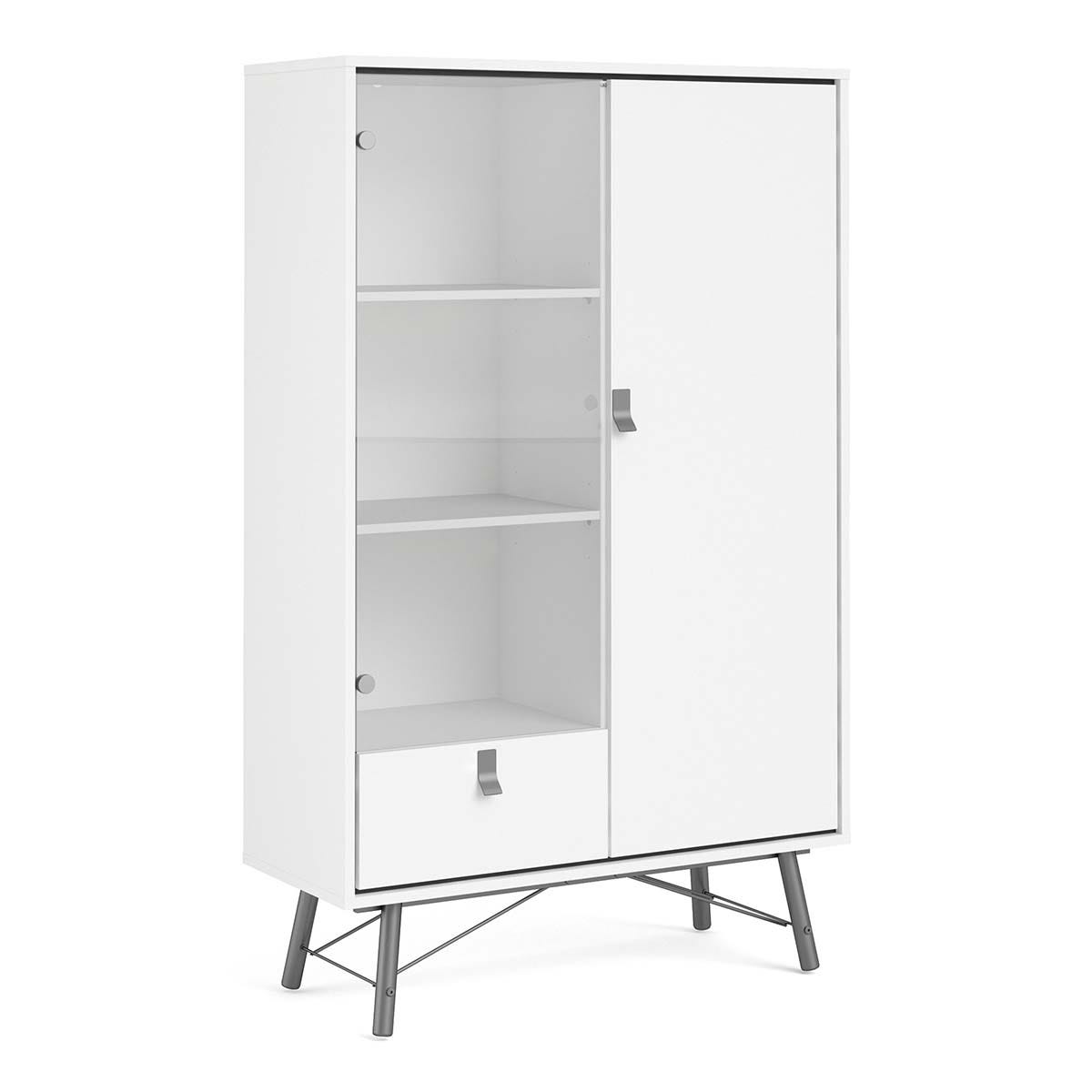Ry China cabinet 1 door Plus 1 glass door Plus 1 drawer Matt White, none