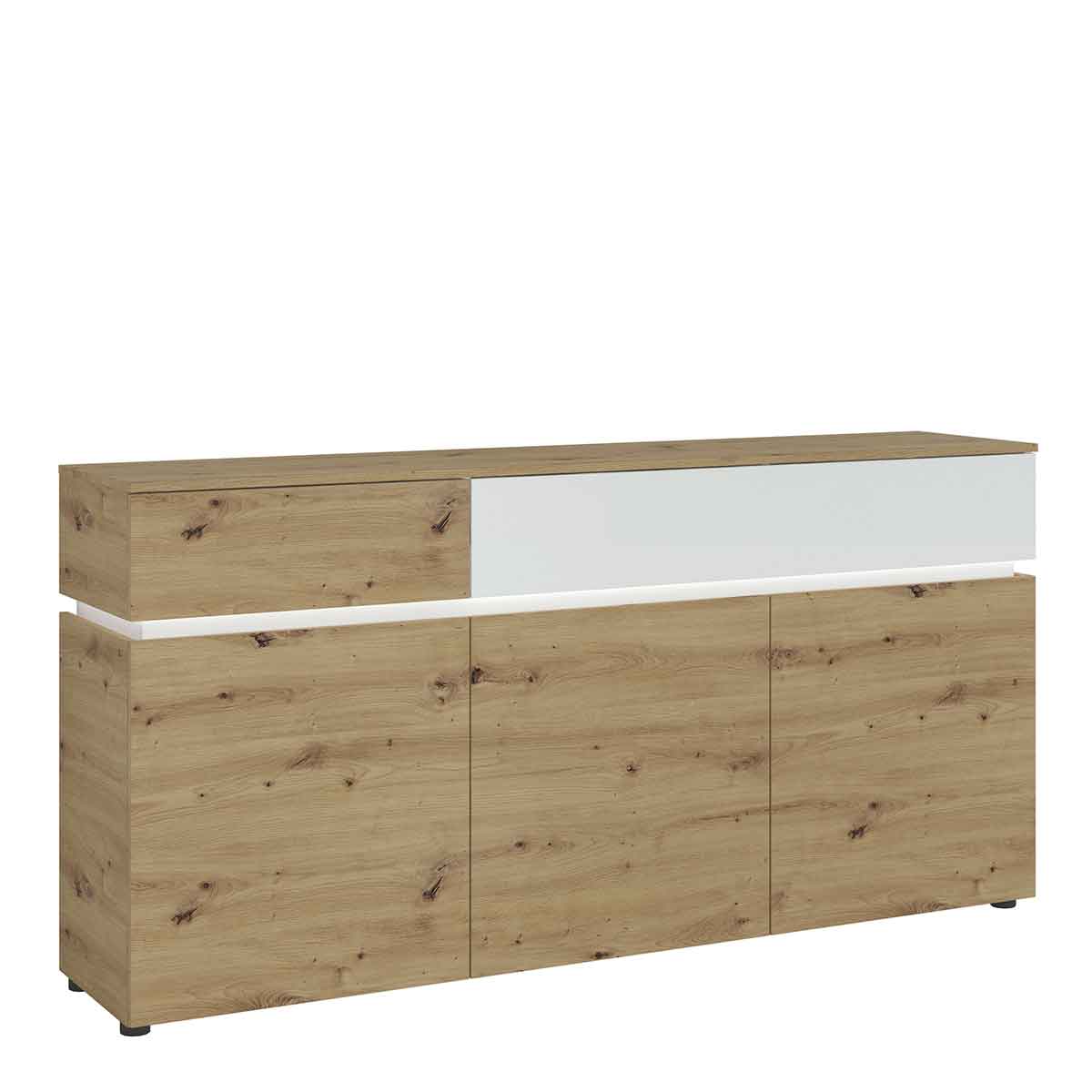 Luci 3 Door 2 Drawer Sideboard with LED Lighting White, white