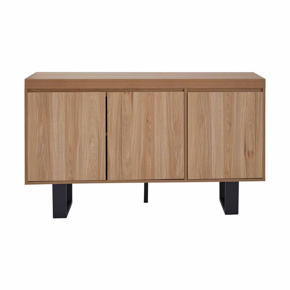 Interiors by PH Contemporary 3 Door Sideboard with Metal Legs, black