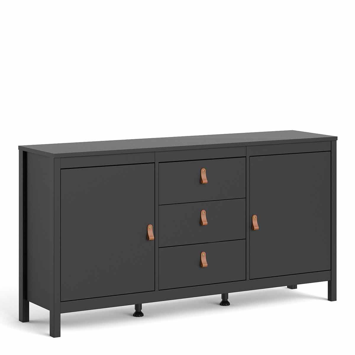 Barcelona 2 Door Sideboard with 3 Drawers, black