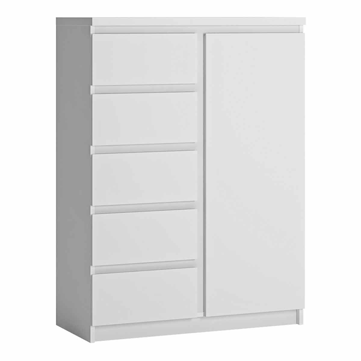 Fribo 1 Door Cabinet with 5 Drawers, white