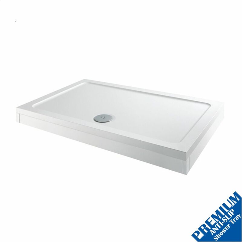 1100 x 800mm Shower Tray Rectangular Easy Plumb Premium Anti-Slip free Waste - White