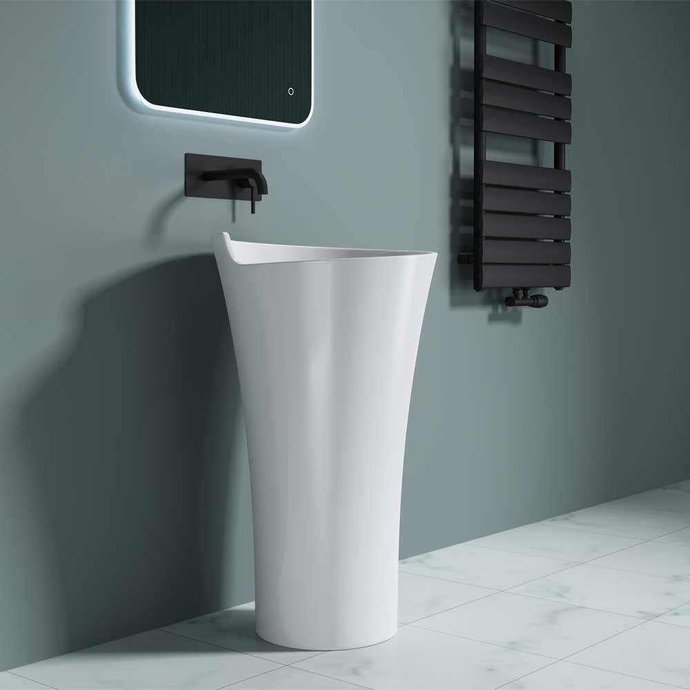 Stone Resin Pedestal Freestanding Round Basin | Colossum 30