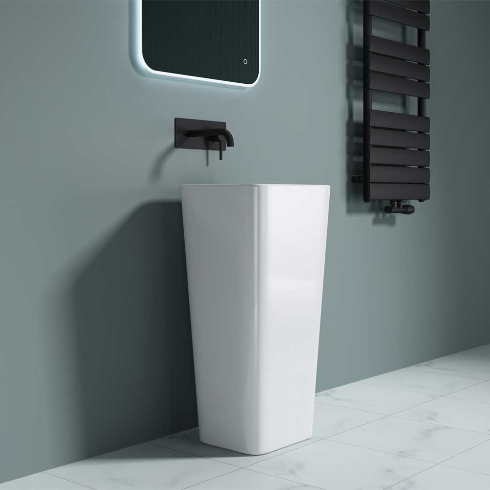 Stone Resin Rectangle Pedestal Freestanding Basin | Colossum 31