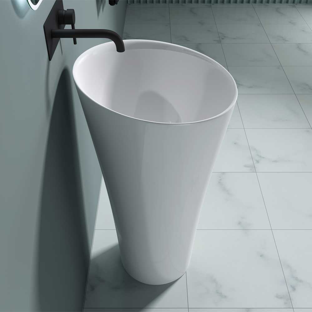 Stone Resin Pedestal Basin - Round Freestanding Bathroom Sink | Colossum 33