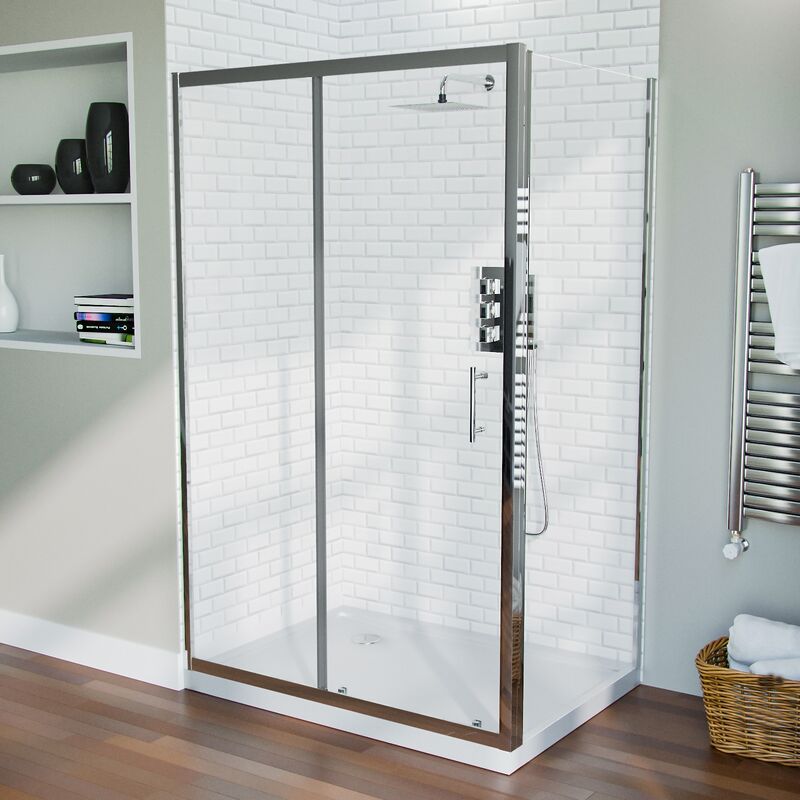 1200 mm Slider Shower Door Enclosure with 760 Frameless Glass Panel Screen + Tray