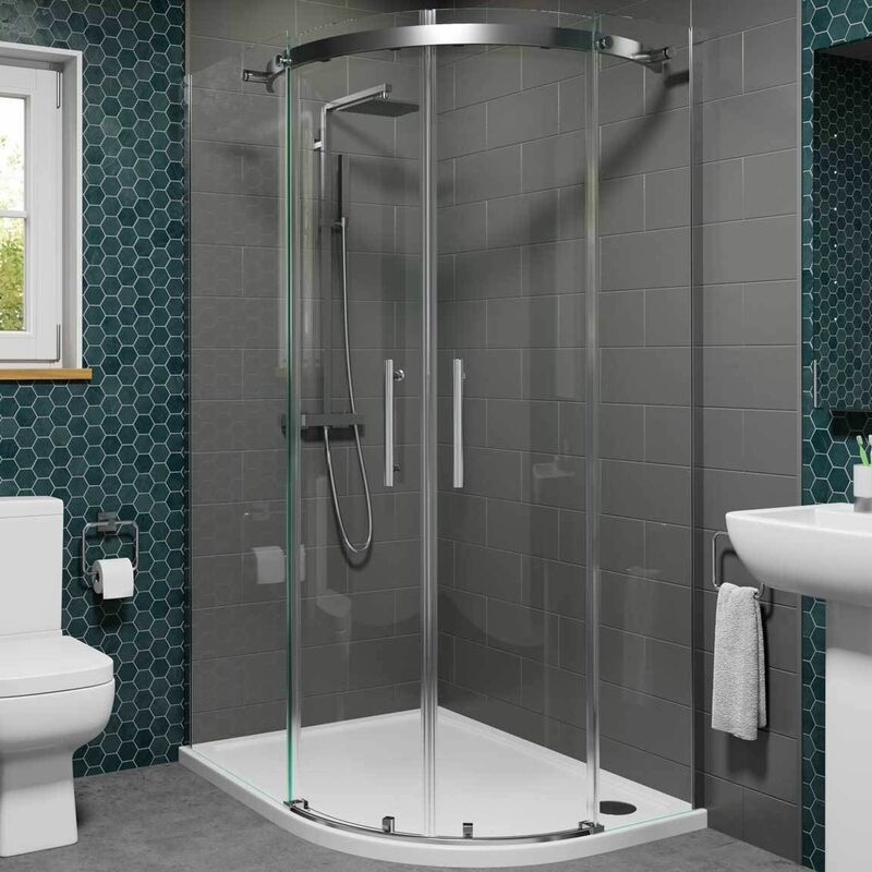 1200x900mm rh Quadrant Shower Enclosure Frameless 8mm - Clear