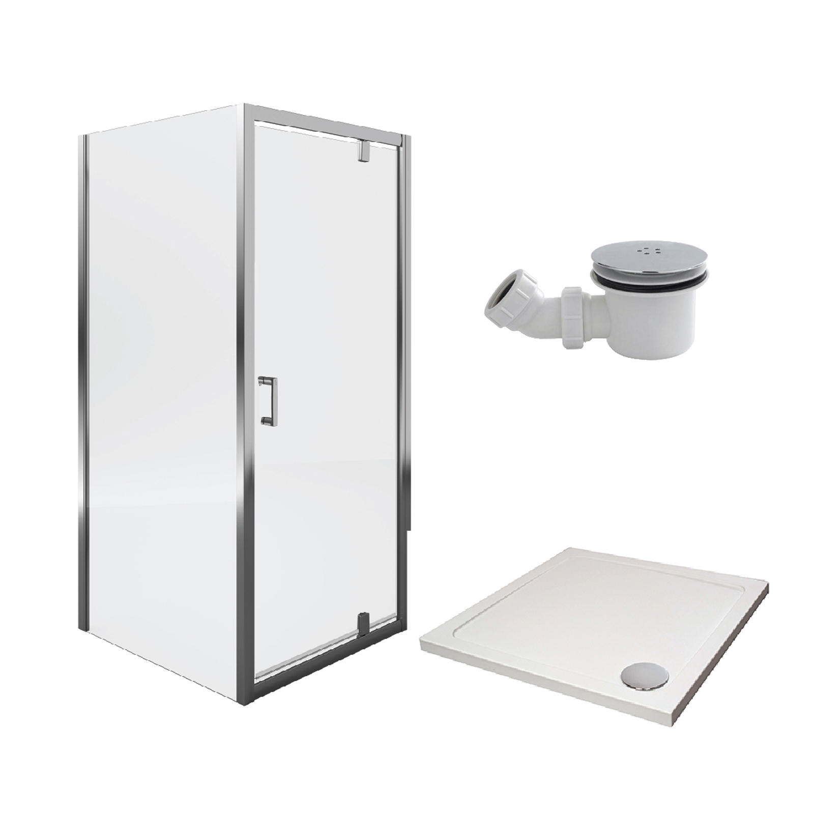 Aqualux Pivot Door Shower Enclosure and Tray Package - 800 x 800mm (6mm Glass)