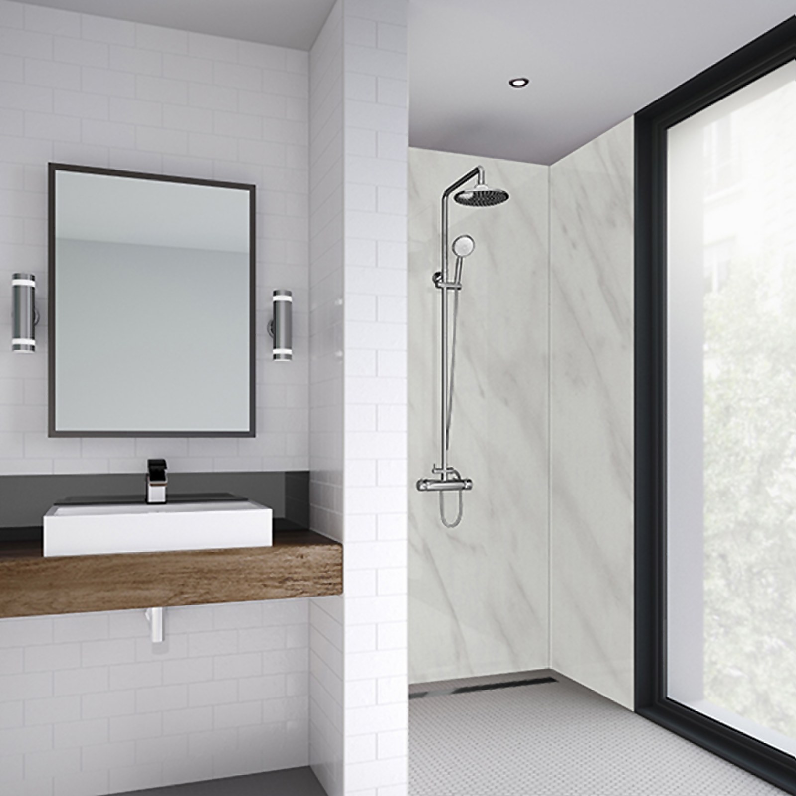 Wetwall Cararra Marble - 1200mm - Square Edge - Laminate