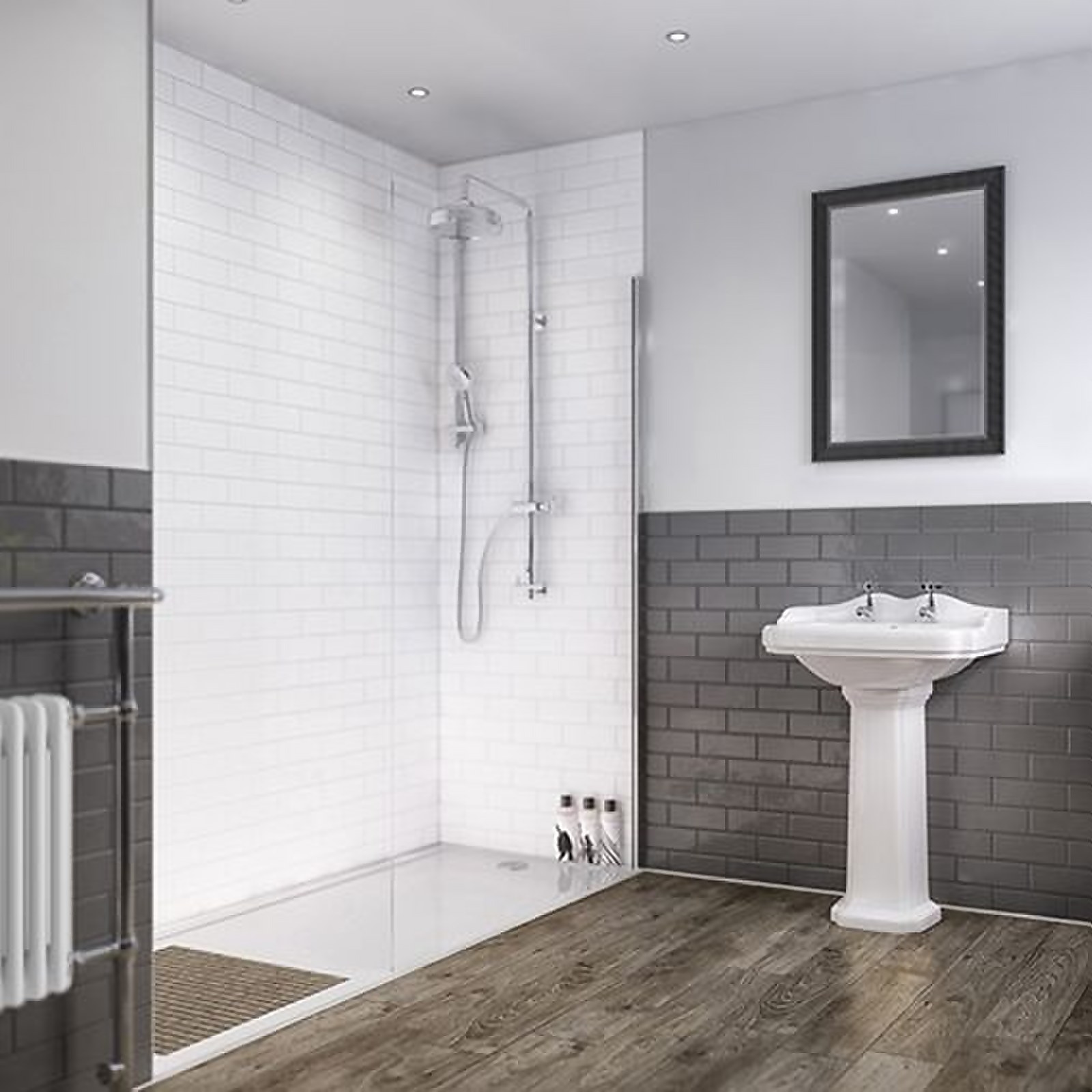 Wetwall Pure White 3 Sided Shower Kit - Composite