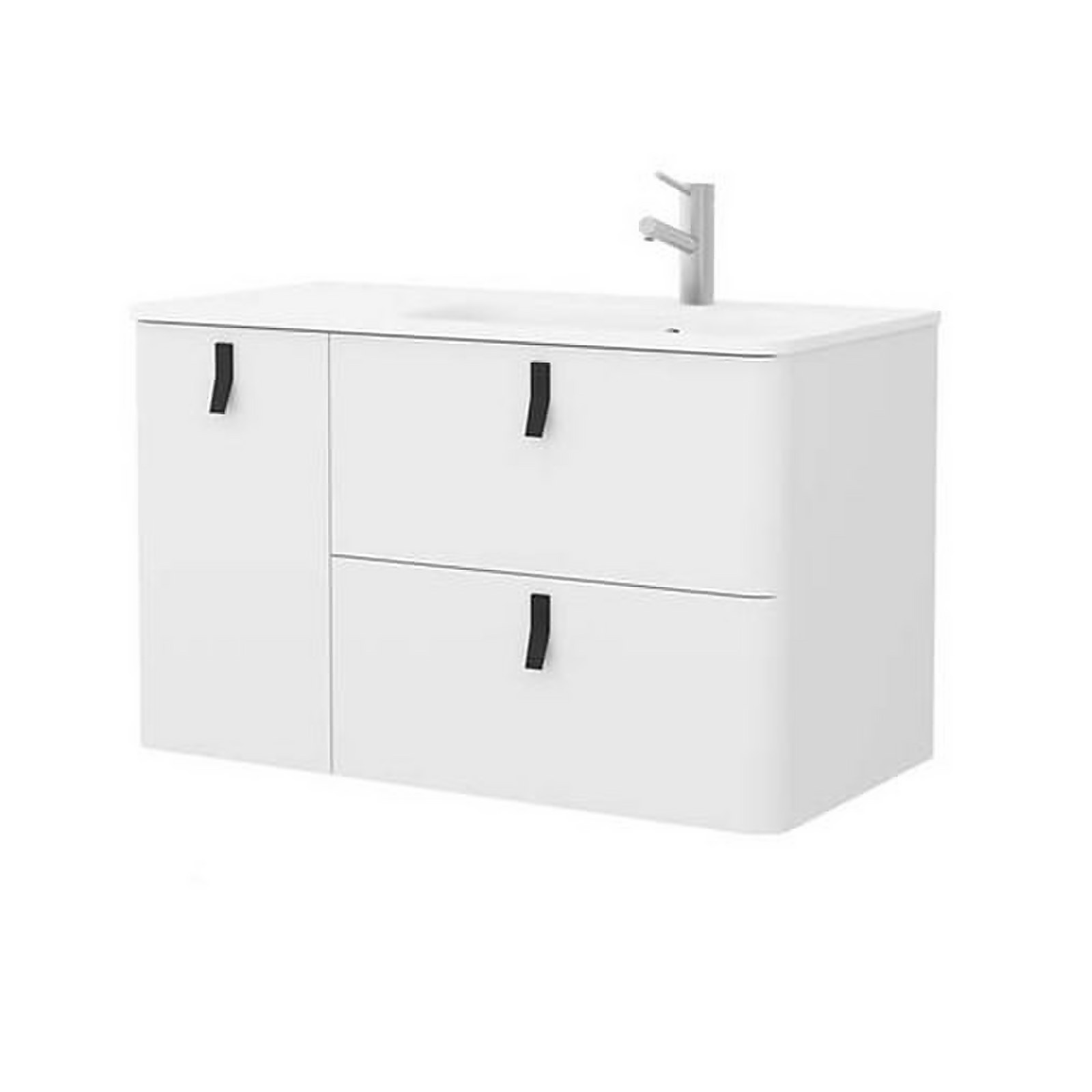 Bathstore Sketch 900 Left Hand Inset Basin and Unit  - Matt White