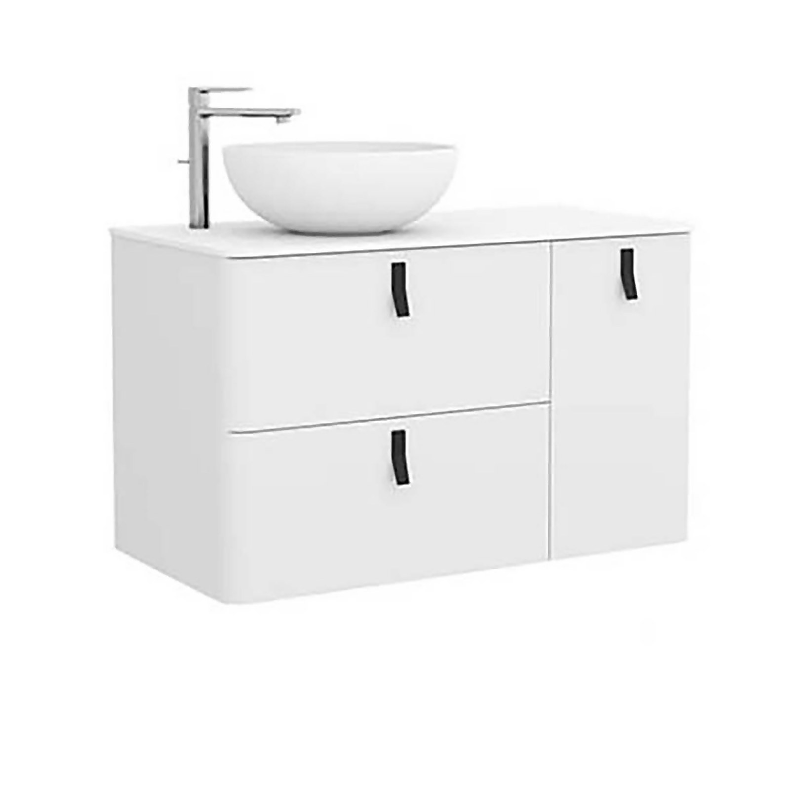 Bathstore Sketch 900 Right Hand Wash Bowl and Unit  - Matt White