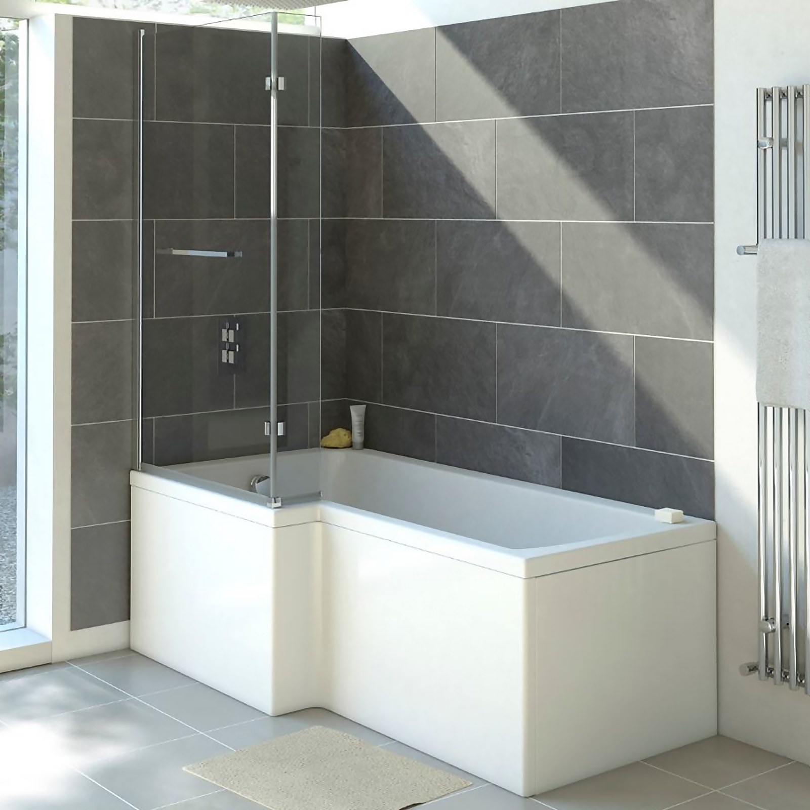 Bathstore Lena Left Hand Shower Bath with Screen - 1500 x 850mm