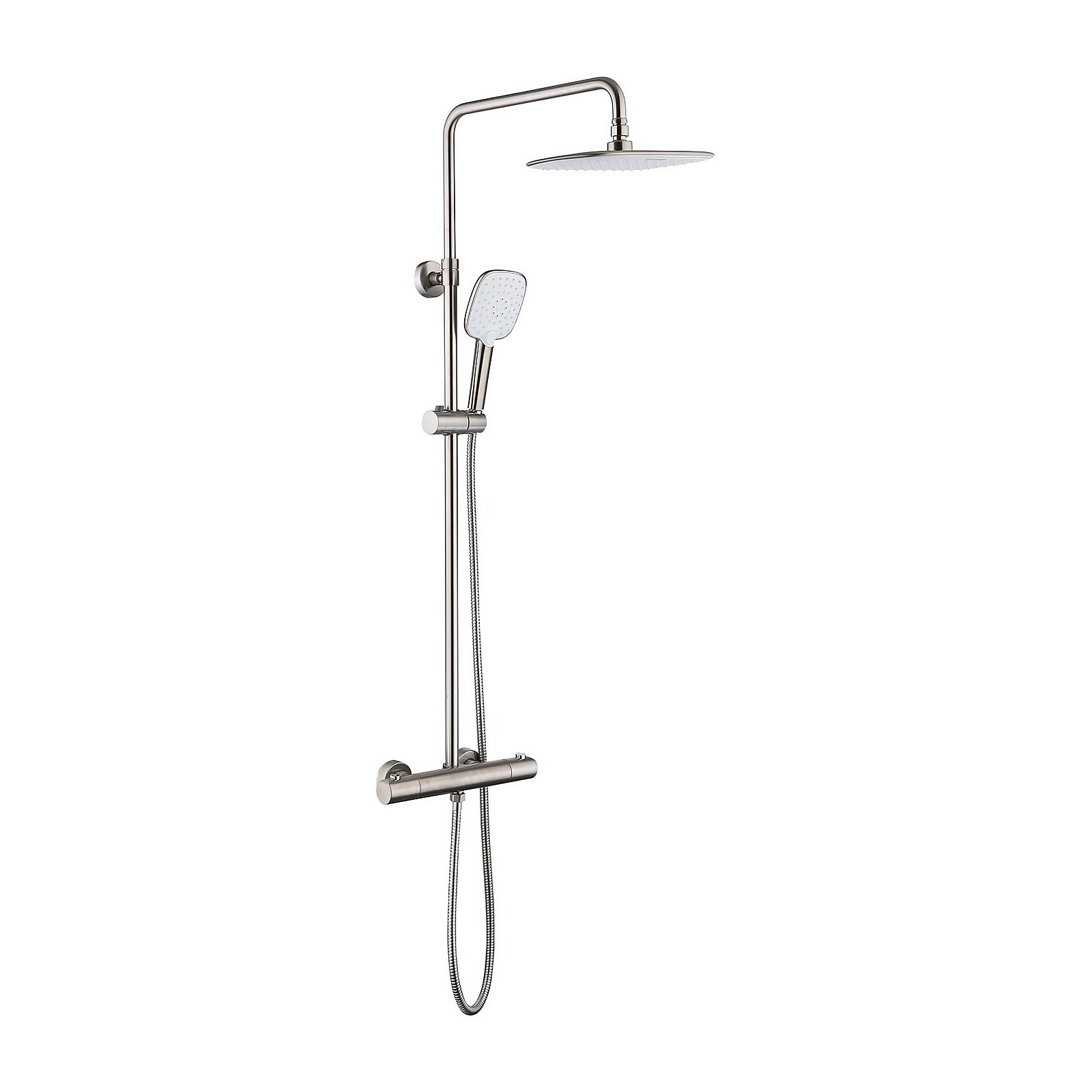 Hunsdon Thermostatic Valve, Square Overhead and Hand Shower Brushed Nickel