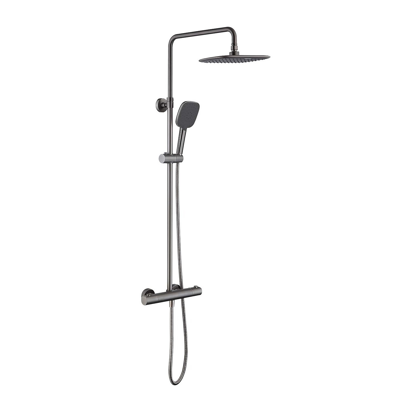 Hunsdon Thermostatic Valve, Square Overhead and Hand Shower Gun Metal