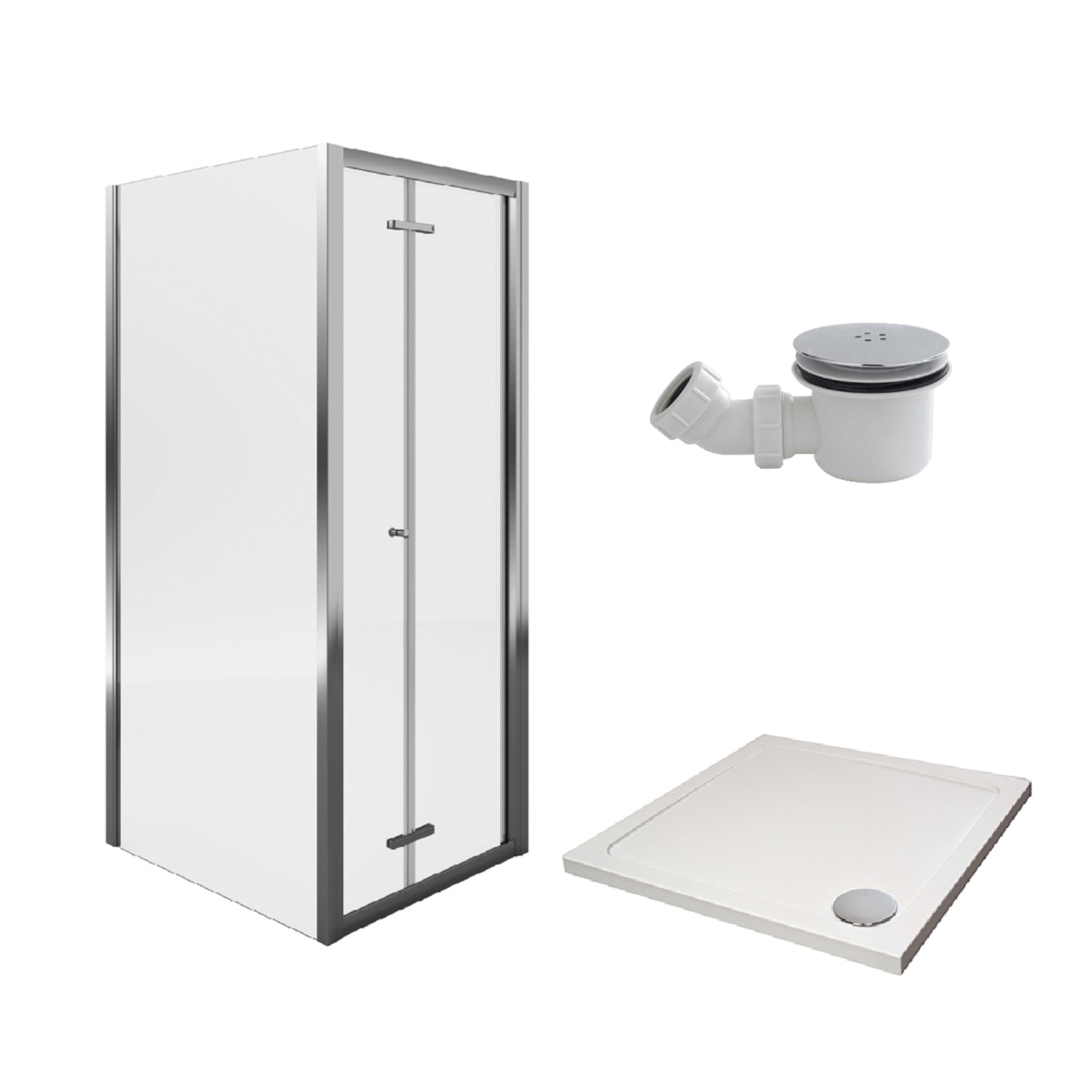 Aqualux Bi-fold Door Shower Enclosure and Tray Package - 800 x 800mm (8mm Glass)