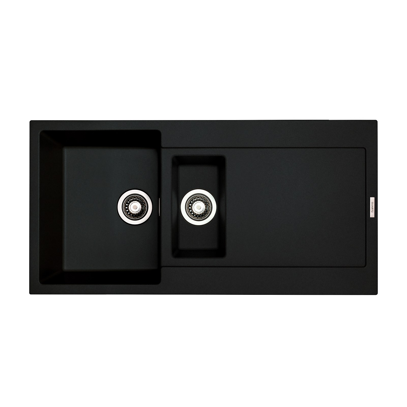 Carysil Reversible 1.5 Bowl Inset Granite Kitchen Sink with Drainer - Black
