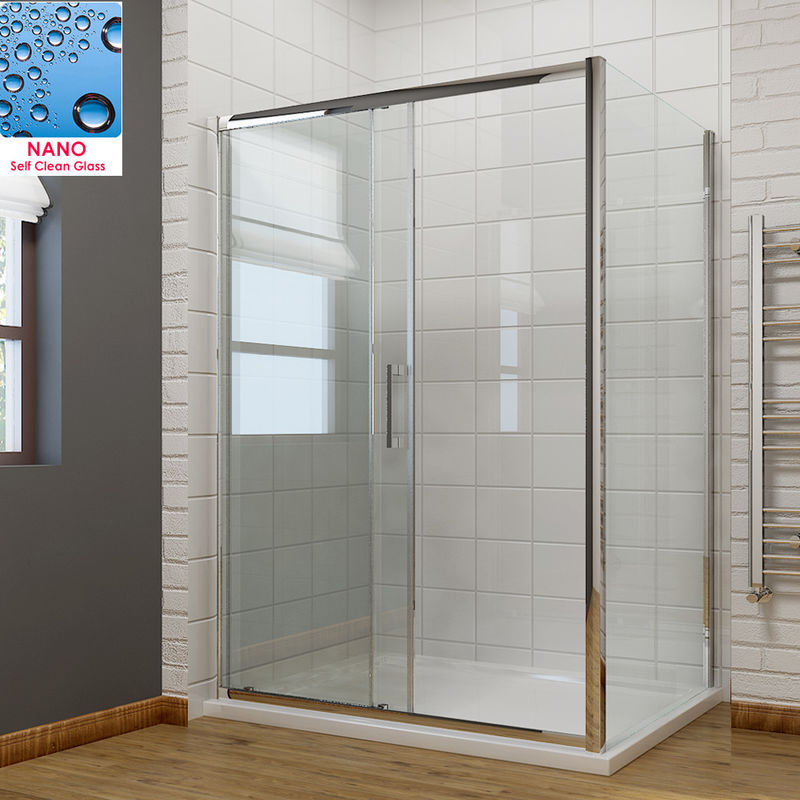 Elegant - 1500mm Sliding Shower Door Modern Bathroom 8mm Easy Clean Glass Shower Enclosure Cubicle Door with 1000mm Side Panel