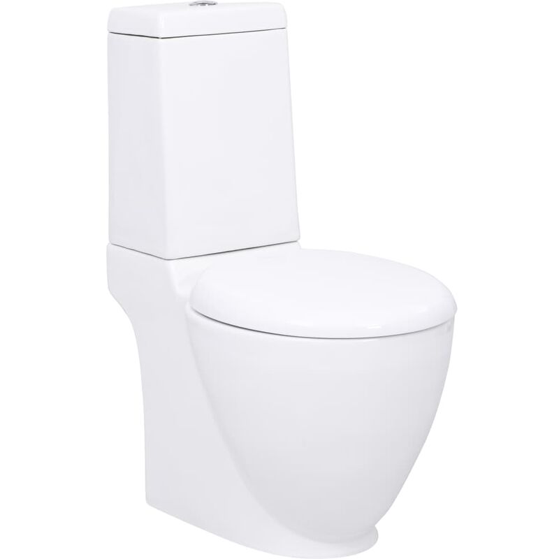 Wc Ceramic Toilet Bathroom Round Toilet Bottom Water Flow White Vidaxl White