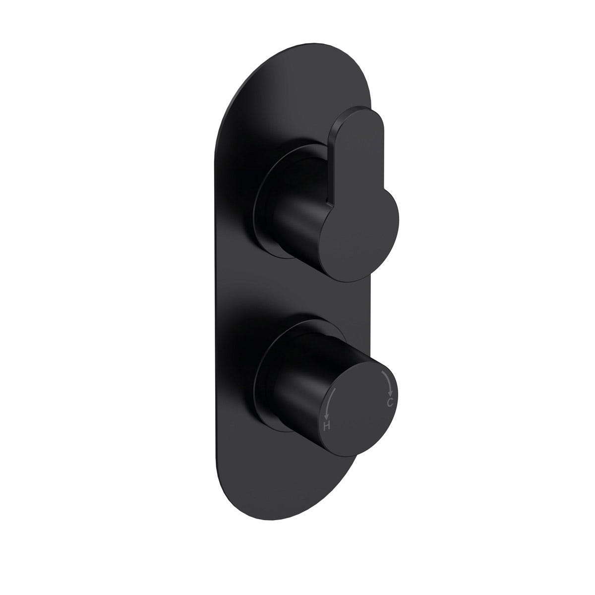 Nuie Twin Thermostatic Round Valve With Diverter - Matt Black