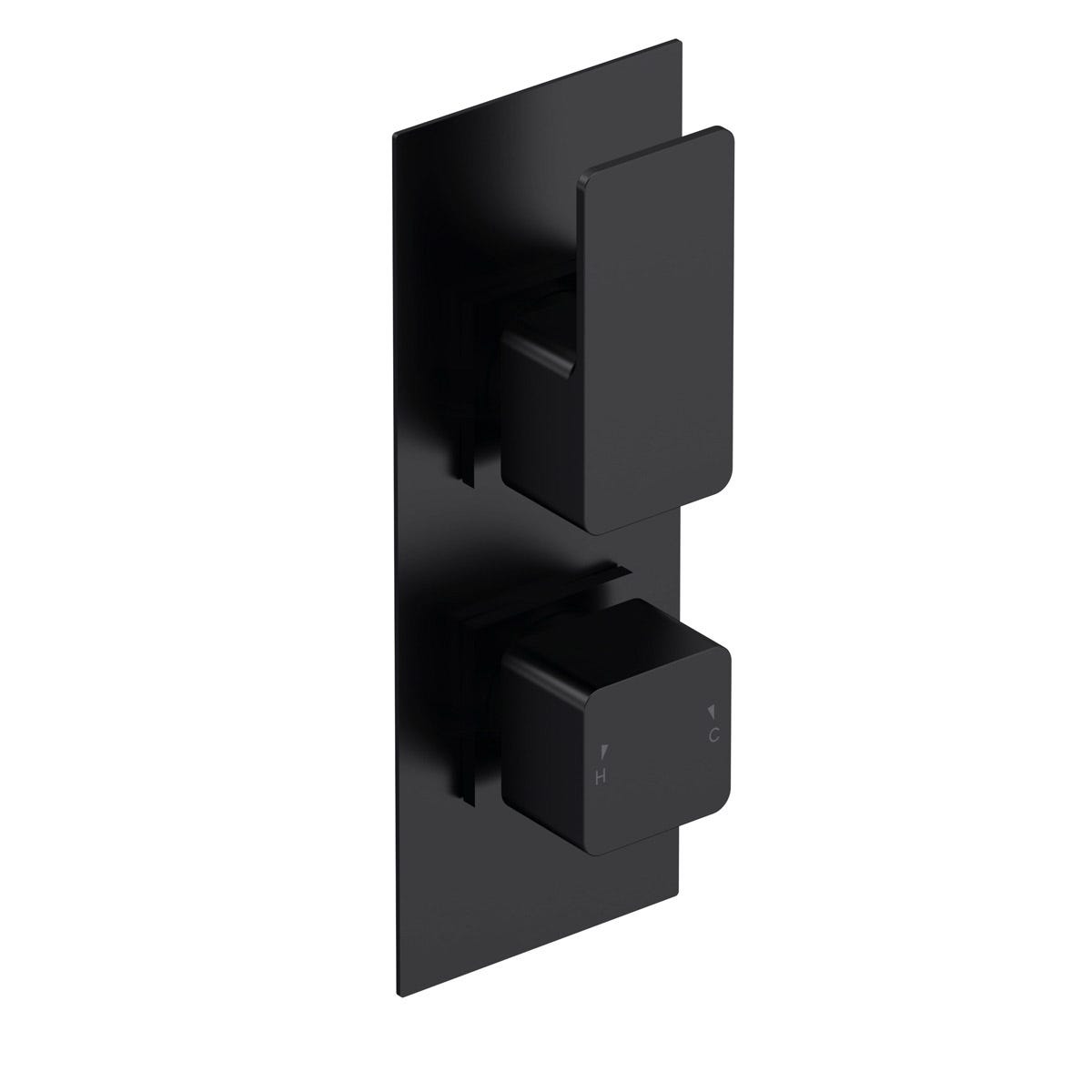 Nuie Twin Thermostatic Valve - Matt Black