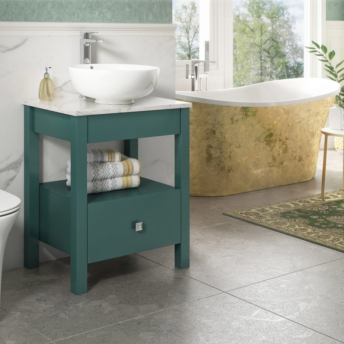 Tristan Alexander Glyndebourne 600mm 1 Drawer Washstand - Goblin Green