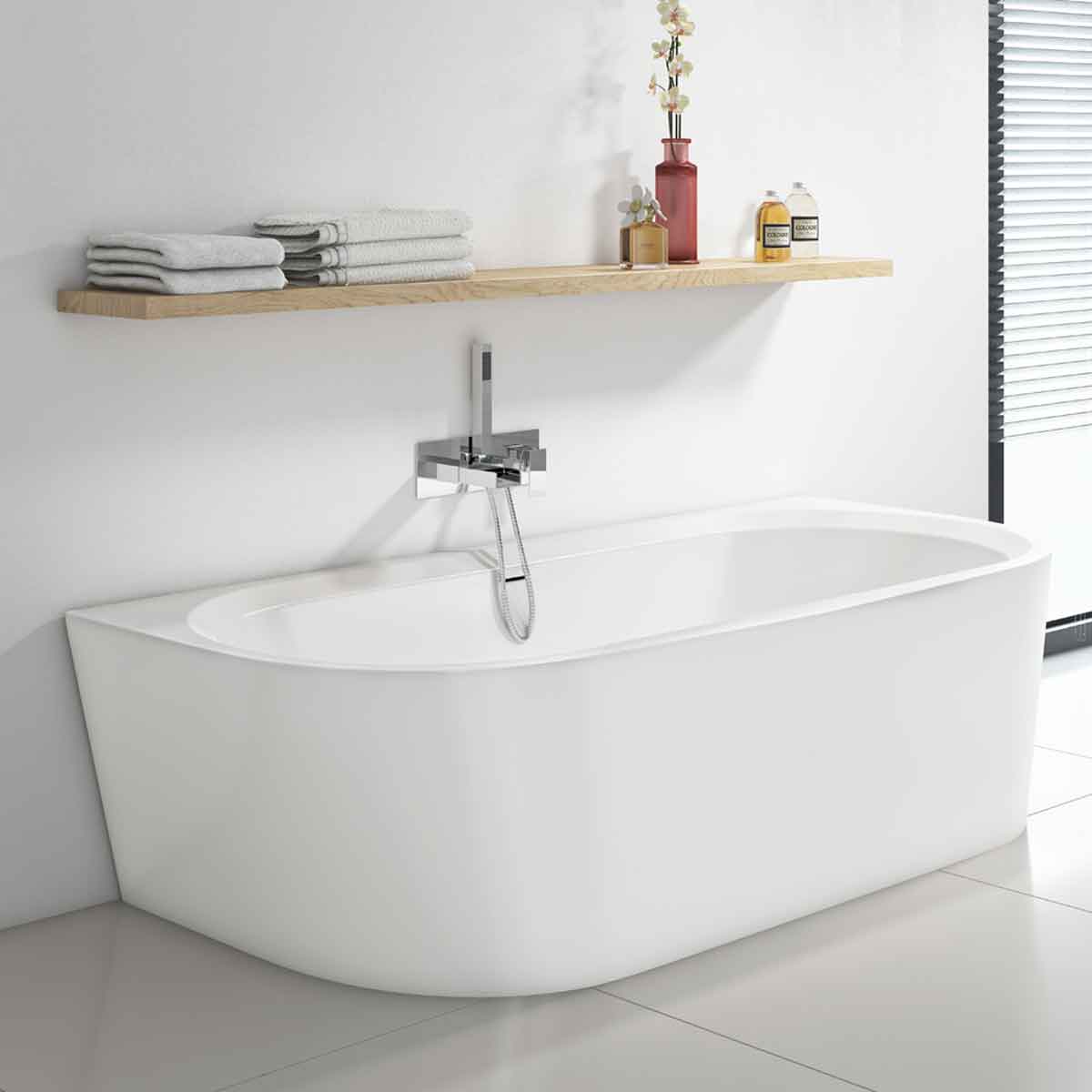 Synergy Balta 1800Mm Modern Curved Back To Wall Bath