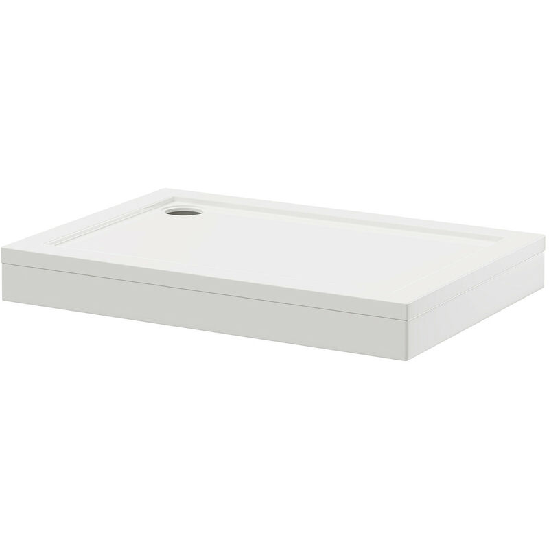 Wholesale Domestic Pearlstone 1100mm x 760mm x 40mm Rectangular Shower Tray and Plinth - White