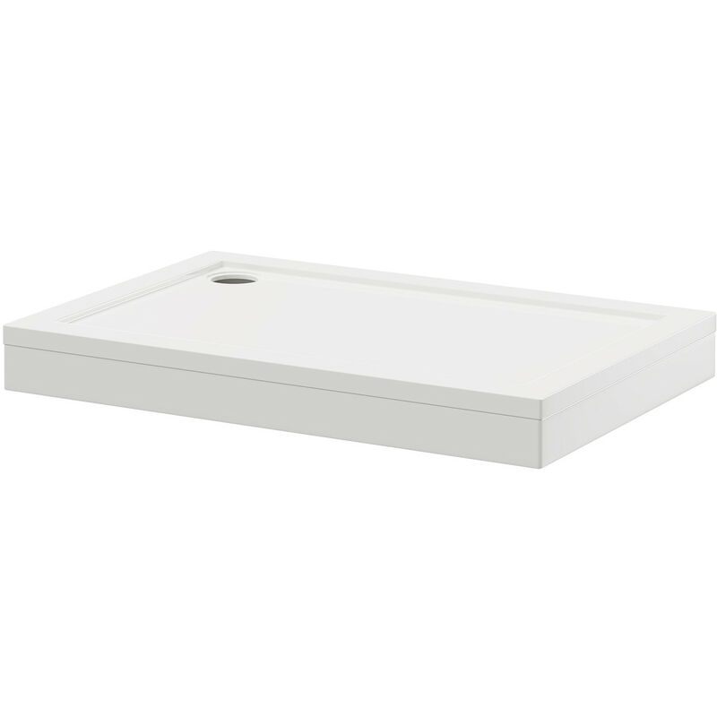 Wholesale Domestic Pearlstone 1200mm x 800mm x 40mm Rectangular Shower Tray and Plinth - White