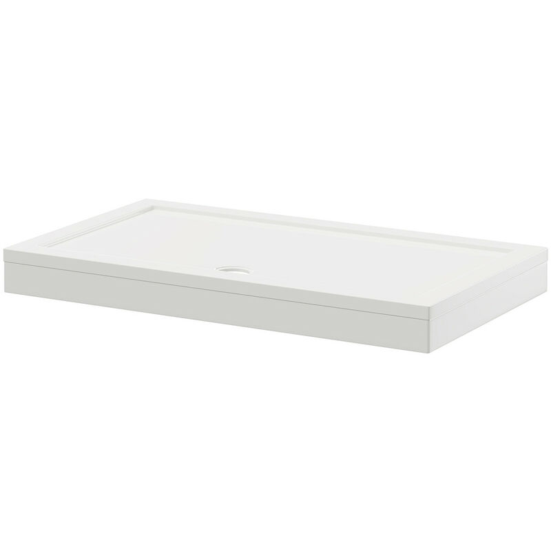 Wholesale Domestic Pearlstone 1400mm x 800mm x 40mm Rectangular Shower Tray and Plinth - White
