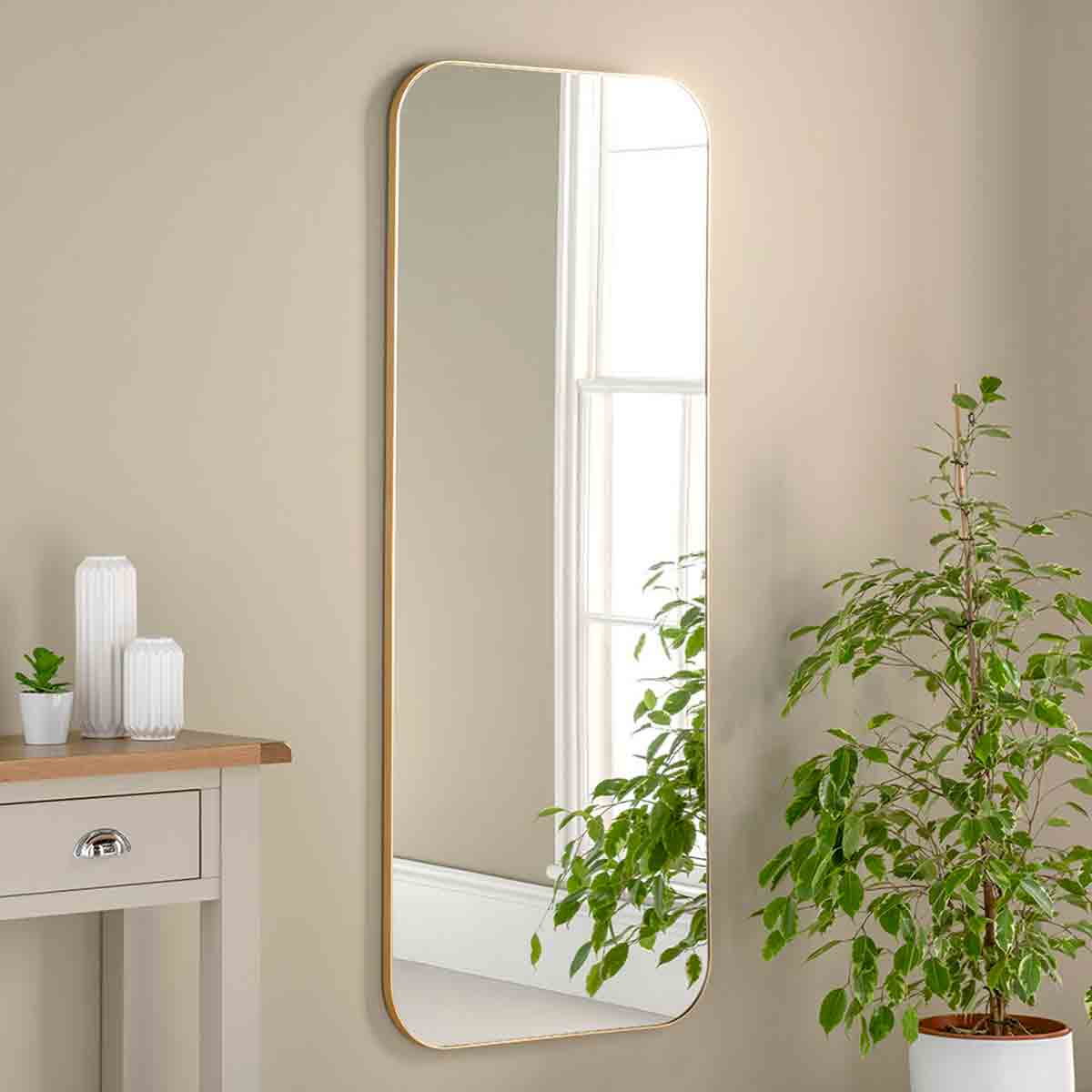 Yearn Mirrors Yearn Harstad Minimal Curved Full Length Mirror Gold