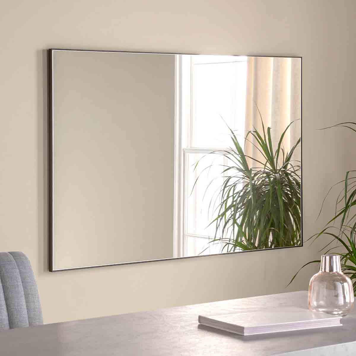 Yearn Mirrors Yearn Minimal Rectangular Wall Mirror Black 120X80Cm